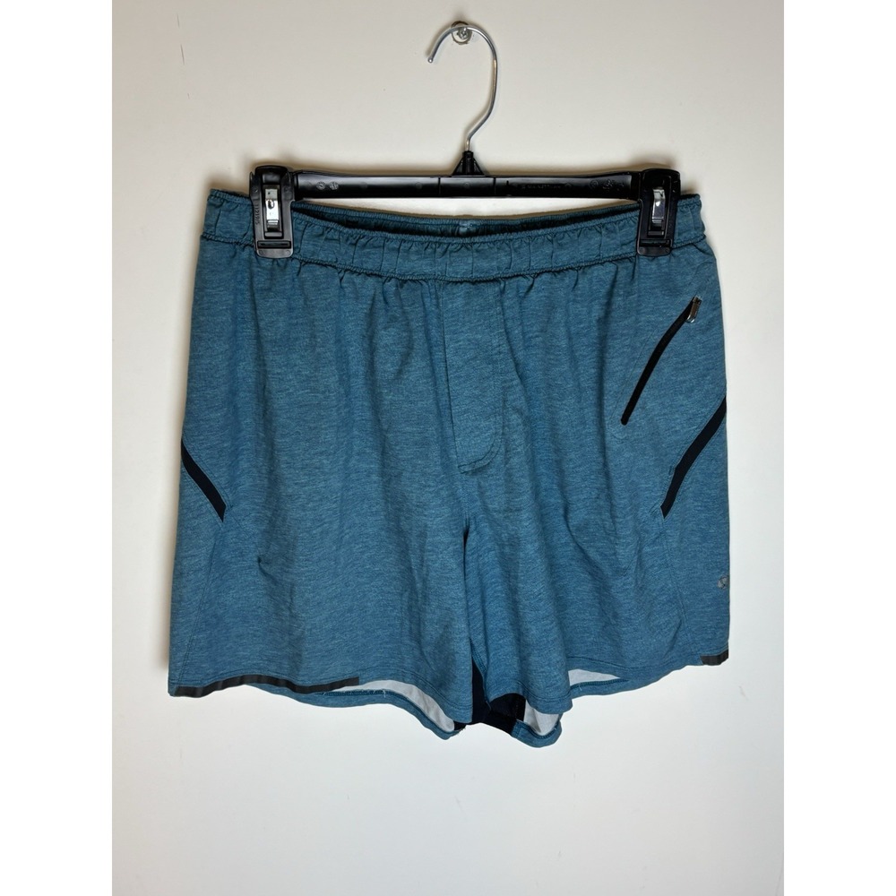 Lululemon Men's Size LG Blue Pace Breaker Lined Athletic Shorts Zip Pocket